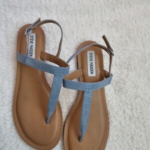Steve Madden Light Blue and Tan Sandals